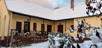 Gezien vanaf de straat in het voorjaar